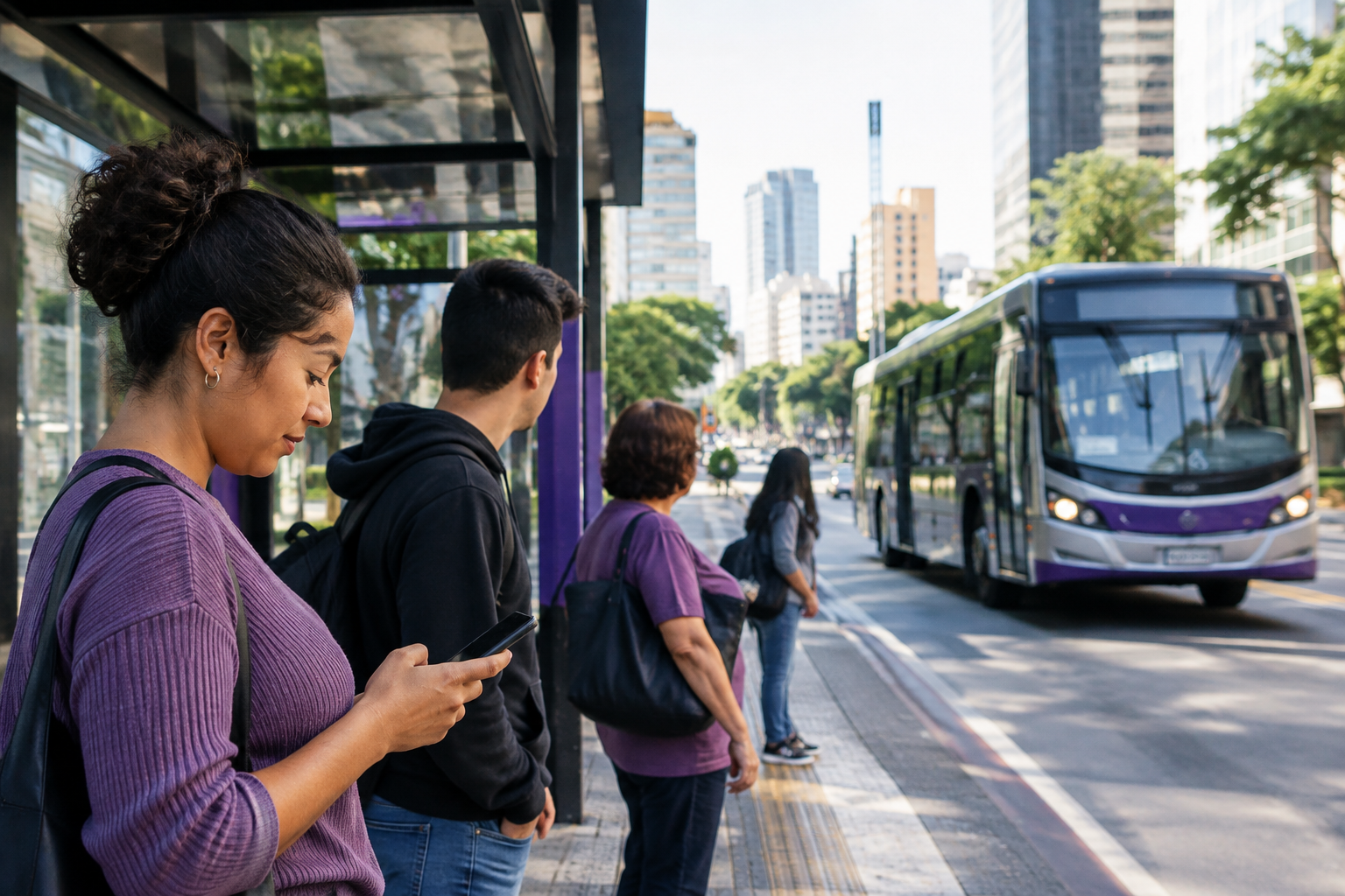 Passageiros aguardam a chegada de um ônibus na região da Barra Funda